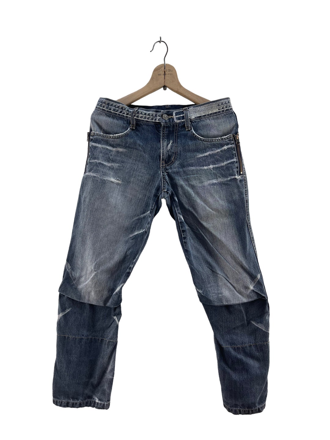 パンツ 00s PPFM Rebuilt faux belt denim pants Vintage PPFM 