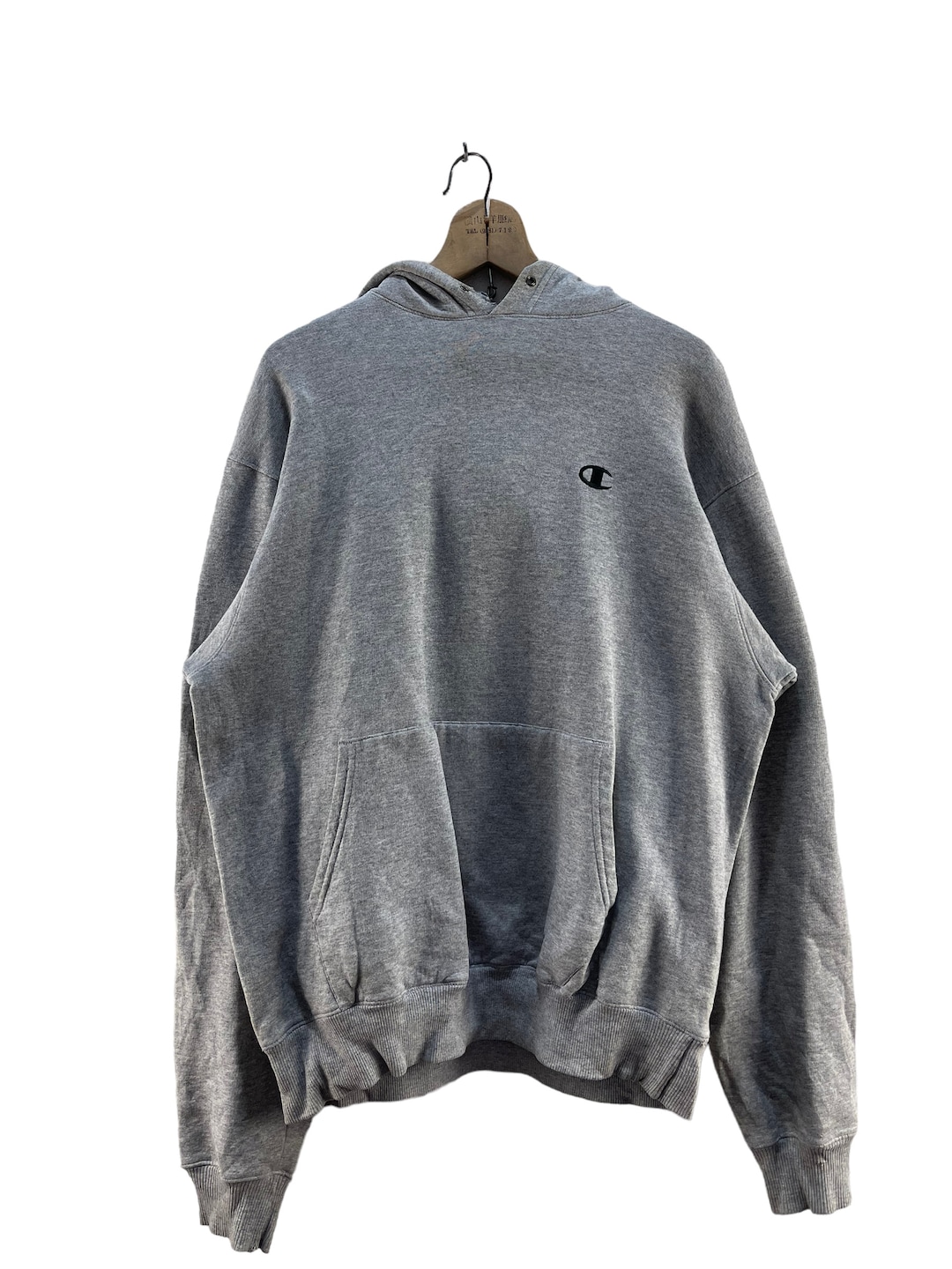 Champion Authentic Sweatshirt Pullover Hoodie, Men's Size M cotton gray type Vintage Second Hand