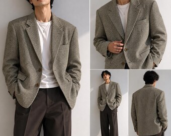 Christian Dior Vintage Alpaca Blazer Jacket Grey Tweed Japan Made