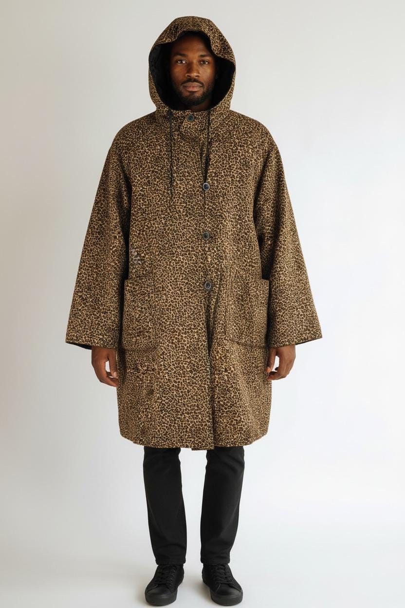 Bottega Veneta, Vintage Bottega Veneta Leopard Print Hooded Coat
