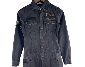 Vintage U.S. Army Military Denim Utility Romper Jumpsuit Y2K