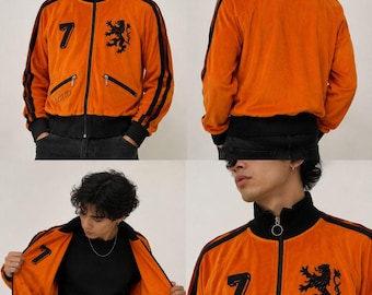 Vintage Lotto Netherlands Holland Track Jacket 90s Orange Lion Crest