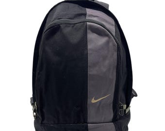 Vintage Nike Y2K Mini Rucksack Schwarz Graue Swoosh-Tasche