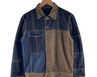 1920s Japanese Boro Jacket M, Vintage Indigo Blue Rare Patchwork