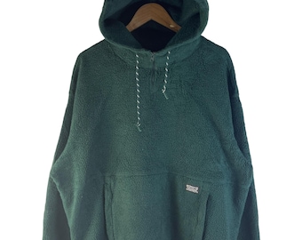 Vintage Levi's Relaxed Sherpa Fleece Quarter Zip Hoodie Waldgrün