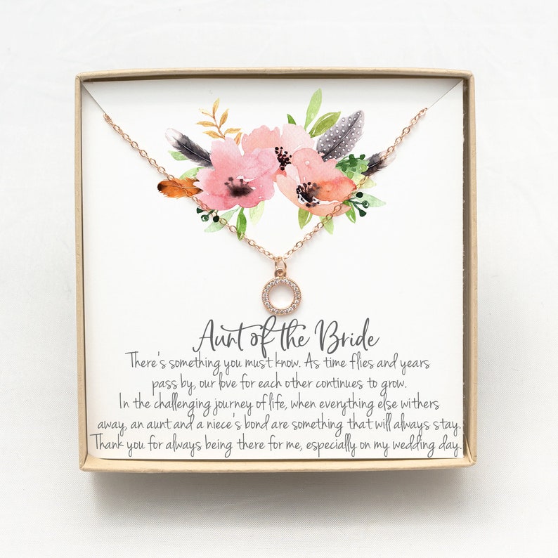 Aunt Of The Bride Gift Necklace Wedding Thank You For Bridal Shower Rehearsal Dinner