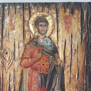 Saint Aimilianos-Saint Emilianos-San Emilio-Saint Emilian-San Emiliano-Sao Emilio Icon-Orthodox Greek Handmade Icons