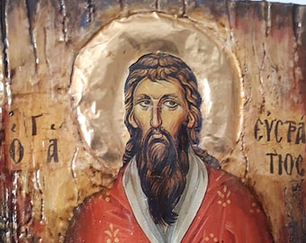 Icona greca di San Efstrazio - Icone del cristianesimo ortodosso bizantino in stile antico