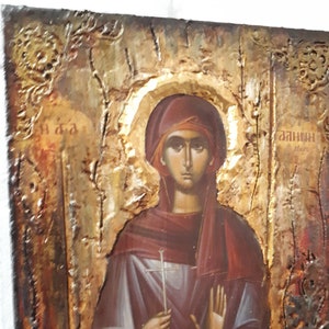 Saint St Galini the Martyr Icon-Orthodox Greek Byzantine Wood Icons