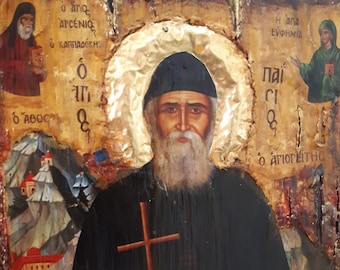 Saint Paisios of Mount Athos Icon-Handmade Greek Orthodox Byzantine Icons