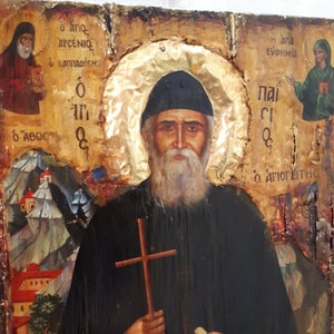 Saint Paisios of Mount Athos Icon-Handmade Greek Orthodox Byzantine Icons