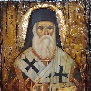 Saint St. Nectarios Nektarios of Aegina Island - Orthodox Greek Byzantine Icons