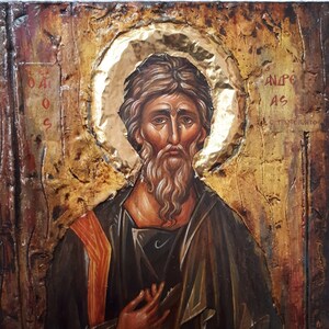 Saint St. Andrew the Apostle-Handmade Greek Byzantine Icon-Orthodox Icon Antique