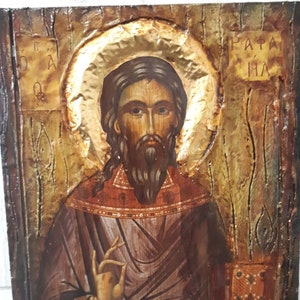 Saint St. Raphael Rafael-Christianity Orthodox Byzantine Greek Antique Icons