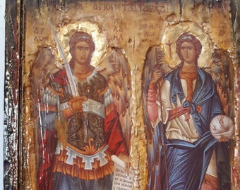 Archangels Michael Gabriel Icon-Greek Christian Orthodox Byzantine Icons