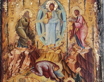 Trasfigurazione di Cristo - Icona religiosa sospesa - Icona ortodossa - Autentiche icone greche bizantine fatte a mano