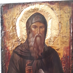 Saint St. David of Evia  Icon- Handmade Greek Byzantine Icon- Orthodox Holy Icons