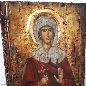 Saint Evanthia Orthodox Icon - Russian Greek Byzantine Wood Icons Antique Style