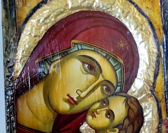 Vergine Maria Glykofilousa - Glykophilousa - Icone bizantine ortodosse greche - Regalo di nozze