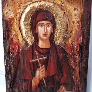 Saint Evdokia Rare Greek Orthodox & Christian Icon on Wood-Unique Handmade Icon
