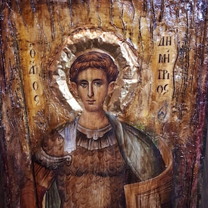 Saint St Dimitrios Demetrius Handmade Orthodox Icon Byzantine Rare Icons
