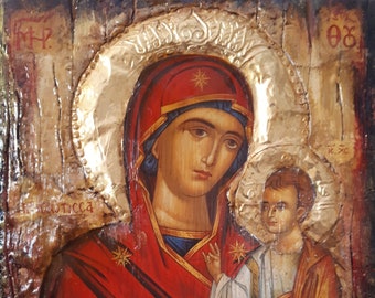 Virgin Mary-Panagia of Prousiotissa-Greek Byzantine Antique Style Icons