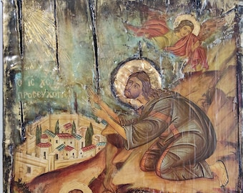 Icona della preghiera di Gesù Cristo nel Getsemani - Icone greche fatte a mano da artisti della Vanascollection