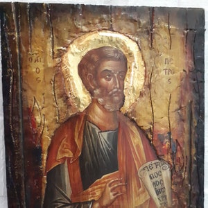 Saint St Peter the Apostle Icon- Greek Handmade Orthodox Byzantine Russian Icons