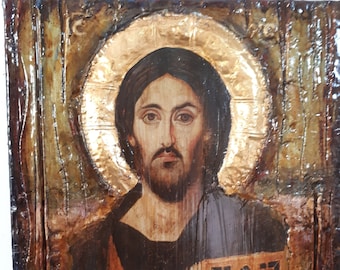 Jesus Christ Pantocrator Blessed of Sina-Christianity Orthodox Famous Greek Icons