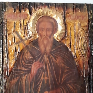 Saint Theodosius Theodosios the Great Cenobiarch-Greek Orthodox Icons on Wood