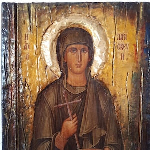 Saint St Paraskevi Icon | Greek Russian Orthodox Byzantine Icons Antique Style