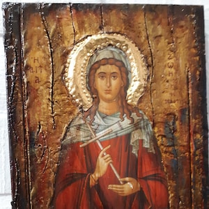 Orthodox Icon St. Zoe the Martyr- Greek Byzantine Handmade Antique Style Icons