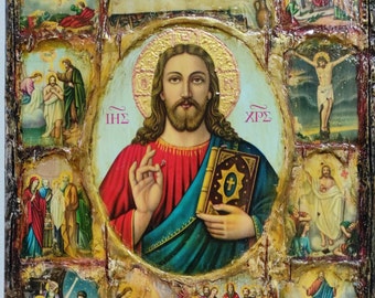 The Life of Jesus Christ Icon- Greek Handmade Orthodox Holy Icons