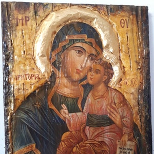 Virgin Mary Paregoric-Panagia Parigoria - Greek Orthodox Byzantine Handmade Icons
