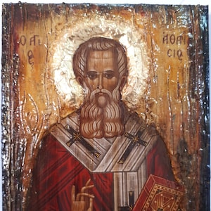 Orthodox Icon St. Athanasious Athanasios Icon, Greek Byzantine Christian Icons