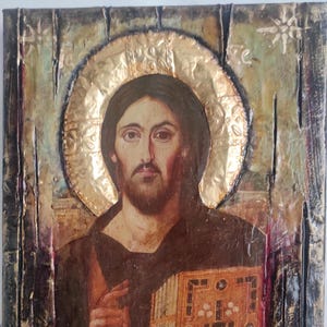 Jesus Christ Pantocrator Blessed of Sina Icon-Christianity Orthodox Famous Greek Icons