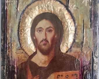 Gesù Cristo Pantocratore Beato di Sina Icona-Cristianesimo Ortodosso Famose Icone Greche