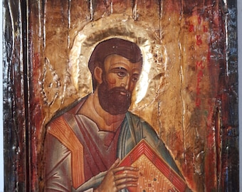Saint Markos Mark Evangelist, the Apostle-Handmade Orthodox Christian Greek Icon