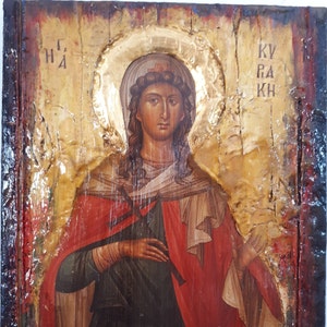 Saint St. Kyriaki of Nicomedia - Greek Byzantine Antique Style Handmade Icons