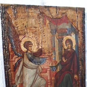 Annunciation of the Virgin Mary Theotokos-Orthodox Greek Byzantine Handmade Icon