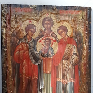 Synaxis Gathering of the Archangels Icon-Greek Byzantine Christian Icons Handmade Icons
