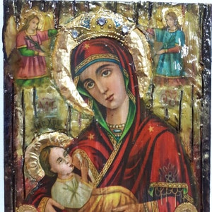 Virgin Mary Galaktotrofousa and Jesus Christ Icon- Greek Orthodox Russian Icons