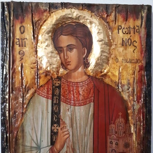 Saint St. Romanos the Melodist icon on Wood Icon-Orthodox Greek Christian Catholic Icons