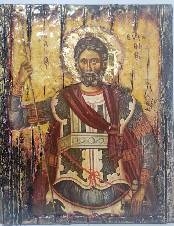 Saint St. Efstathios Greek Icon - Orthodox Russian Byzantine Christianity Icons