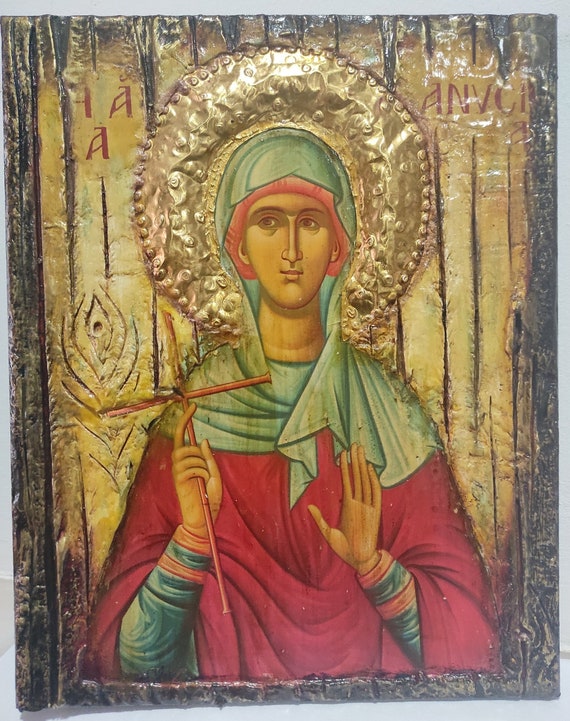 Saint St. Anysia at Thessalonica-Greek Orthodox Christian Byzantine Icons