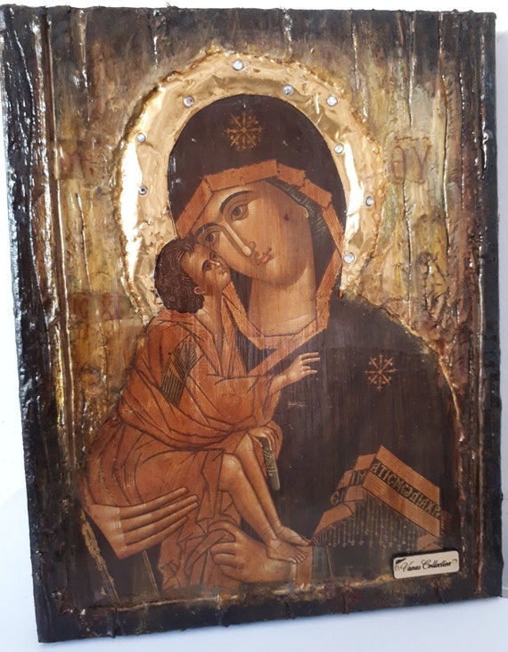 Virgin Mary of Love Donskaya Russian Icon-Orthodox Antique Style Icon