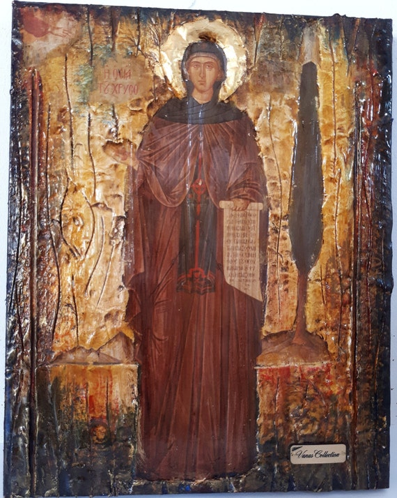 Saint St Irene Irini Chrysovalantou Full body Icon- Greek Orthodox Christian Icons