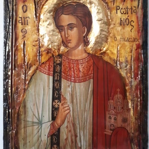 Saint St. Romanos the Melodist icon on Wood Icon-Orthodox Greek Christian Catholic Icons image 7