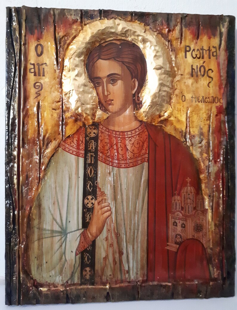 Saint St. Romanos the Melodist icon on Wood Icon-Orthodox Greek Christian Catholic Icons image 7