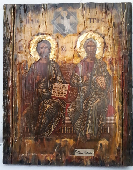 Holy Trinity, Agia Trias Icon-Greek Byzantine Handmade Icons